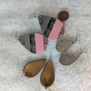 Pink and Gray Teardrop Earrings Set